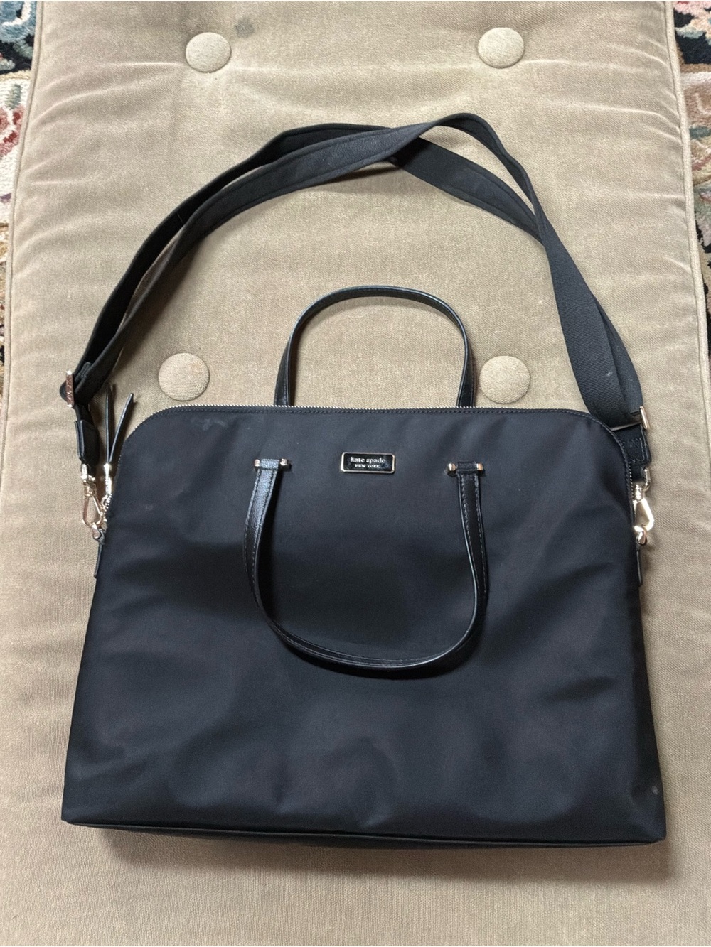 Kate Spade Black Nylon Laptop Bag with Detachable Crossbody Strap